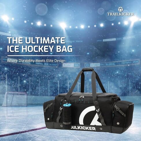 حقيبة هوكي فاخرة كبيرة جدًا من TRAILKICKER، معدات رياضية متينة مع جيوب متعددة، مثالية لهوكي الجليد والعتاد الرياضي، أزرق in Kuwait