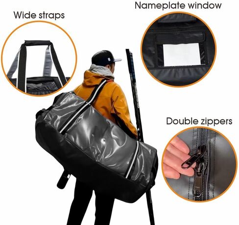 Heavy-Duty Ice Hockey Duffle Bag – Waterproof 115L Equipment Carry Bag for Skates, Helmets & Guards, PVC Tarpaulin, 31.5"x15"x15" in Saudi Arabia