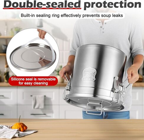 علبة تخزين زيت الطبخ سعة 12 لتر/2.64 جالون حاوية زيت تجارية مع فلتر وغطاء دلو معدني لتخزين الطعام محكمة الغلق لدقيق الأرز وحبوب طعام الكلاب وحبوب القهوة، 304 من الفولاذ المقاوم للصدأ - فضي in Kuwait