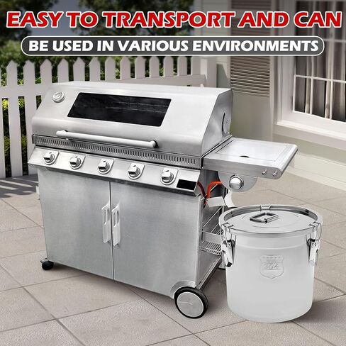 علبة تخزين زيت الطبخ سعة 12 لتر/2.64 جالون حاوية زيت تجارية مع فلتر وغطاء دلو معدني لتخزين الطعام محكمة الغلق لدقيق الأرز وحبوب طعام الكلاب وحبوب القهوة، 304 من الفولاذ المقاوم للصدأ - فضي in Kuwait