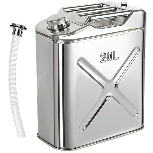 علبة تخزين زيت الطبخ من الفولاذ المقاوم للصدأ، سعة 5 جالون، علبة تخزين زيت المقلاة المتينة بدرجة 304 للطعام مع فوهة صب مرنة، حاوية سائلة متعددة الاستخدامات للمطابخ والمطاعم، بطاطس السمك الخارجية in Kuwait