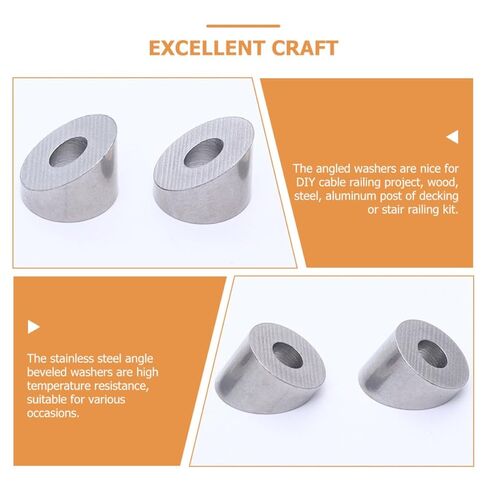 Uonlytech 10Pcs 1/4 Inch 30 Degree Stainless Steel Beveled Angle Washers for Cable Railing Deck Stair Railing Wire Rope Fasteners Industrial Hardware in Saudi Arabia