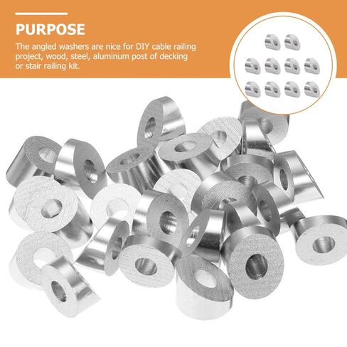 10Pcs 30 Degree Stainless Steel Beveled Angle Washers for Cable Railing Deck Kit Metal Stair Rail Spacers Compatible with Outdoor Balustrade Posts in Saudi Arabia