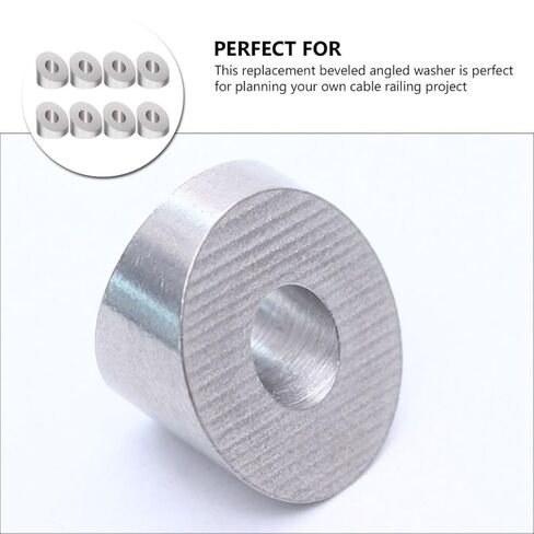 8Pcs Stainless Steel Beveled Washers 1/4 Inch Angle Cable Railing Bracket Kit Protective Sleeves for Stair Railing Hardware Installation in Kuwait