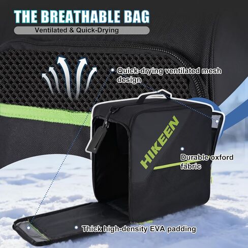 Hikeen Ski Boot Bag, 40L Breathable Padded Snowboard Boot Bag with Helmet Compartment,Durable Travel Handbag for Helmet, Goggles,Gloves & Accessories in Saudi Arabia