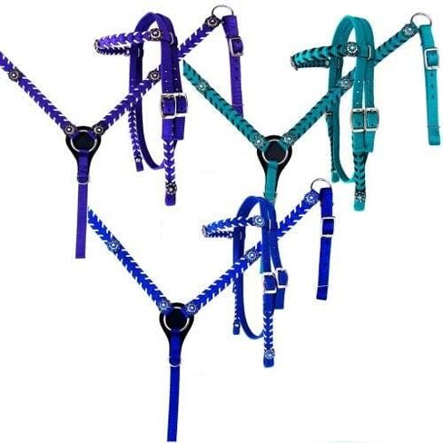 Showman Nylon Headstall & Breast Collar Set w/Crystal Rhinestone Conchos in Saudi Arabia