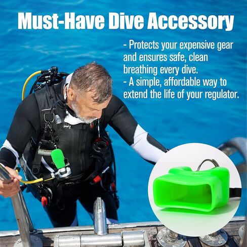 Scuba Regulator Mouthpiece Cover with Clip for Diving & Snorkeling, Protect Against Dirt Sand Debris, Easy to Attach Remove, Ideal Dive Gear Accessory PVC Octopus Holder Retainer Dust Protector Cap in Kuwait