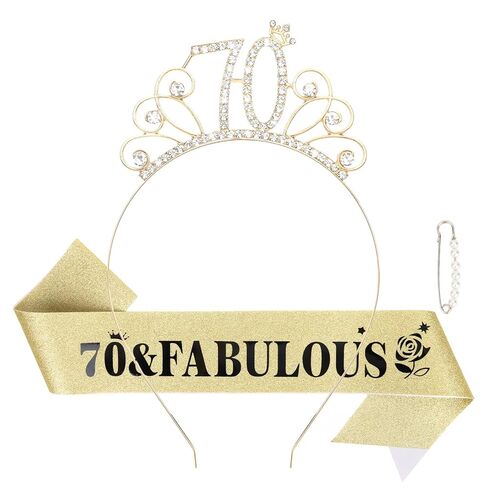 Casoty Rose Gold 30th Birthday Sash and Tiara for Women, 30 Fabulous Sash and Crown Set, 30th Birthday Decorations Party Supplies for Women Gifts for Her in Kuwait