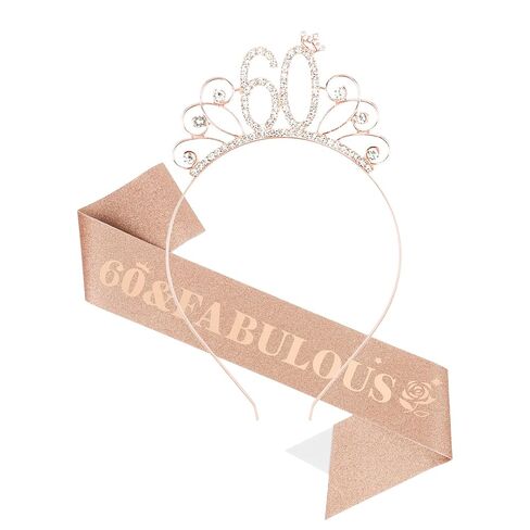 Casoty Rose Gold 30th Birthday Sash and Tiara for Women, 30 Fabulous Sash and Crown Set, 30th Birthday Decorations Party Supplies for Women Gifts for Her in Kuwait