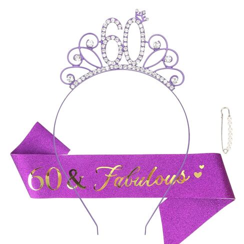 Casoty Rose Gold 30th Birthday Sash and Tiara for Women, 30 Fabulous Sash and Crown Set, 30th Birthday Decorations Party Supplies for Women Gifts for Her in Kuwait