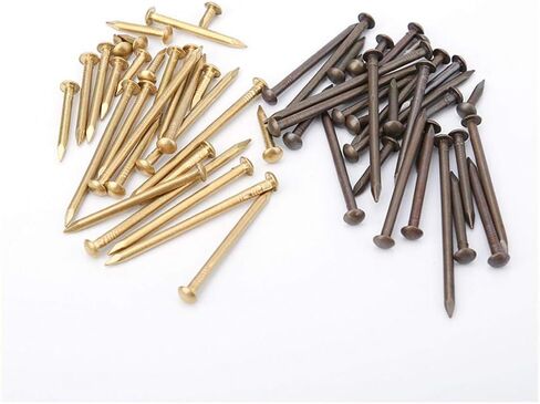 مسامير الأجهزة، مسمار خرساني، أظافر نحاسية نقية، شكل رأس دائري لتزيين الأريكة المنزلية العتيقة، برونز 250 جم - 40 مم (20 مم نحاس ساطع) in Kuwait