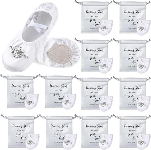 12 Pair Wedding Ballet Flats Foldable Dancing Shoes Bulk Satin Rhinestone Womens Ballerina Slippers for Bridesmaid in Kuwait