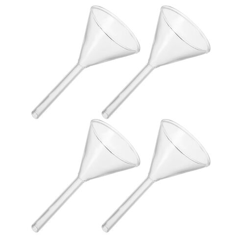 4 قطع من أقماع الزيت الزجاجية مقاس 60 مم لملء وقود الفانوس، وأقماع تعبئة المختبرات مع ساق واسعة الفم لنقل الزيت وترشيحه بدقة in Kuwait