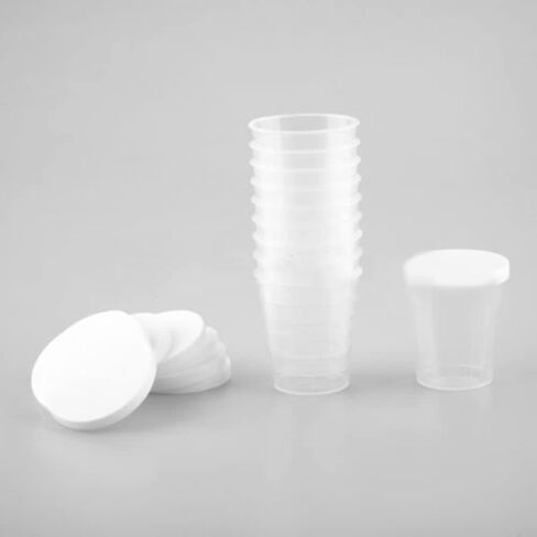 100 Pcs 30ml Clear Plastic Graduated Cups with Lid - Ideal for Medication, Resin Mixing, and Mouthwash in Saudi Arabia