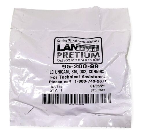 Corning 95-200-99 Pack of 50 UniCam LC Single-Mode Fiber Connectors, No-Epoxy No-Polish, Fast Field-Installable OS2 Termination, Ceramic Ferrule, Low-Loss in Saudi Arabia