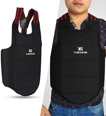 Kick Boxing Karate Chest Protector Guard Vest,Children Adults Karate Sports Wear Chest Shoulder Protector Protection Vest Black Waistcoat Chest Protector Chest Protector in Saudi Arabia