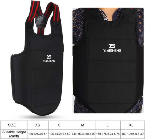 Kick Boxing Karate Chest Protector Guard Vest,Children Adults Karate Sports Wear Chest Shoulder Protector Protection Vest Black Waistcoat Chest Protector Chest Protector in Saudi Arabia