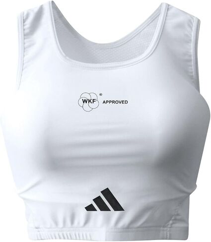 adidas Women Lady Female Karate Chest Guard, Body Protector - WKF Approved - White in Saudi Arabia