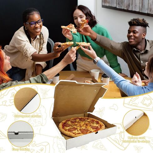 علب بيتزا 12 × 12 × 2 (12 عبوة) جيدة التهوية ومتينة، مناسبة للبيتزا أو الكوكيز أو الكعك أو توصيل الطعام in Kuwait