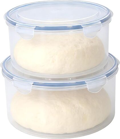 2Pack Dough Proofing Box,4.5/3 Qt Stackable Sourdough Pizza Proofing Container with Airtight Lid,Large Capacity Bread Proofing,Round Dough Proofing Bucket for Family Size Dough Box(Clear) in Kuwait