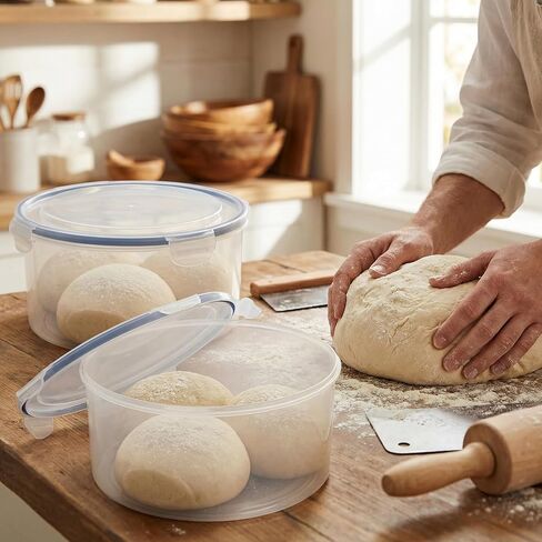 2Pack Dough Proofing Box,4.5/3 Qt Stackable Sourdough Pizza Proofing Container with Airtight Lid,Large Capacity Bread Proofing,Round Dough Proofing Bucket for Family Size Dough Box(Clear) in Saudi Arabia