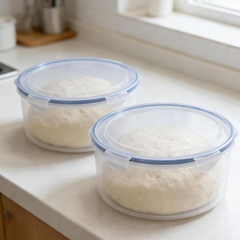 2Pack Dough Proofing Box,4.5/3 Qt Stackable Sourdough Pizza Proofing Container with Airtight Lid,Large Capacity Bread Proofing,Round Dough Proofing Bucket for Family Size Dough Box(Clear) in Saudi Arabia