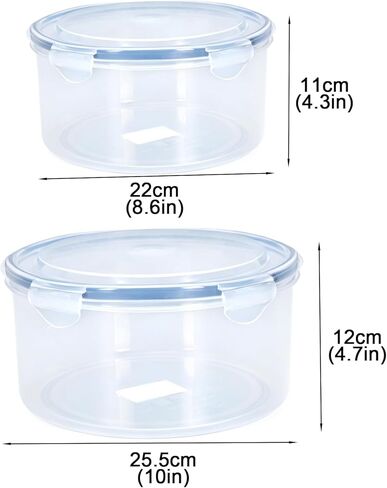 2Pack Dough Proofing Box,4.5/3 Qt Stackable Sourdough Pizza Proofing Container with Airtight Lid,Large Capacity Bread Proofing,Round Dough Proofing Bucket for Family Size Dough Box(Clear) in Saudi Arabia