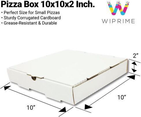 Professional Pizza Boxes, 10x10x2 Inches, Bulk Pack of 50, Single Wall Corrugated with Ventilated Base in Kuwait