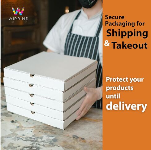 Professional Pizza Boxes, 10x10x2 Inches, Bulk Pack of 50, Single Wall Corrugated with Ventilated Base in Kuwait