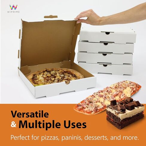 Professional Pizza Boxes, 10x10x2 Inches, Bulk Pack of 50, Single Wall Corrugated with Ventilated Base in Kuwait