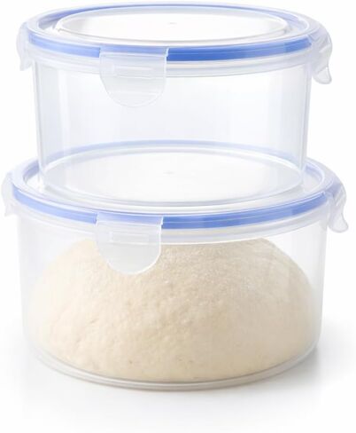 2Pack Dough Proofing Box,4.5/3 Qt Stackable Sourdough Pizza Proofing Container with Airtight Lid,Large Capacity Bread Proofing,Round Dough Proofing Bucket for Family Size Dough Box(Clear) in Saudi Arabia