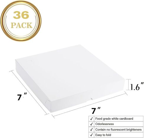 Thin White Pizza Box-7x7x1.6 Inch 20 Pack Disposable Small Pizza Boxes,White Pizza Boxes for Cookie,Mini Pies, Party Favors and Crafts in Kuwait