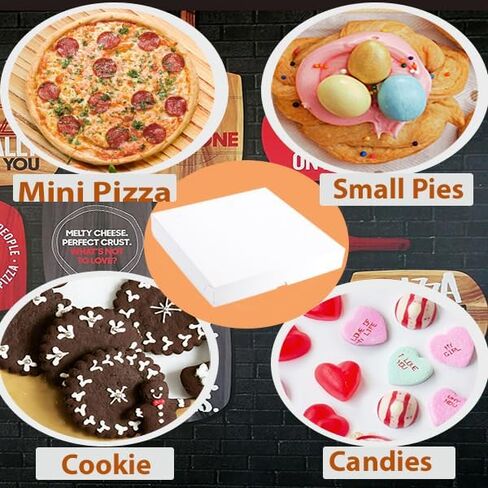 Thin White Pizza Box-7x7x1.6 Inch 20 Pack Disposable Small Pizza Boxes,White Pizza Boxes for Cookie,Mini Pies, Party Favors and Crafts in Kuwait
