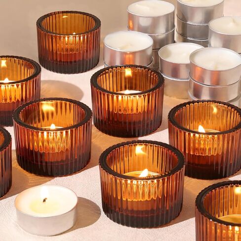 18 pcs Clear Tealight Candle Holders with 18PCS Tealights Candles, Glass Votive Candle Holders Set for Table Centerpiece, Home Decor and Party Supplies in Kuwait