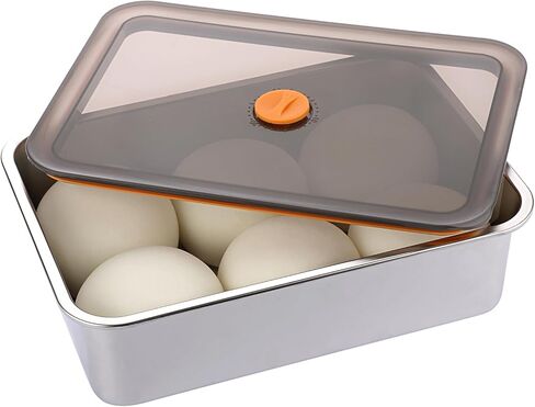 صندوق مقاومة عجين البيتزا من بي إس تي كيه، حاوية صندوق تخزين طعام مستطيلة من الفولاذ المقاوم للصدأ مع غطاء مانع للتسرب ومحكم الغلق، حاوية عجين بيتزا منزلية بسعة كبيرة 11.8 × 8.3 بوصة in Kuwait