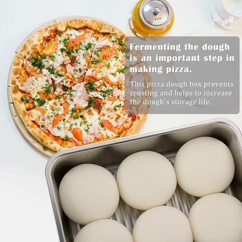 صندوق مقاومة عجين البيتزا من بي إس تي كيه، حاوية صندوق تخزين طعام مستطيلة من الفولاذ المقاوم للصدأ مع غطاء مانع للتسرب ومحكم الغلق، حاوية عجين بيتزا منزلية بسعة كبيرة 11.8 × 8.3 بوصة in Kuwait