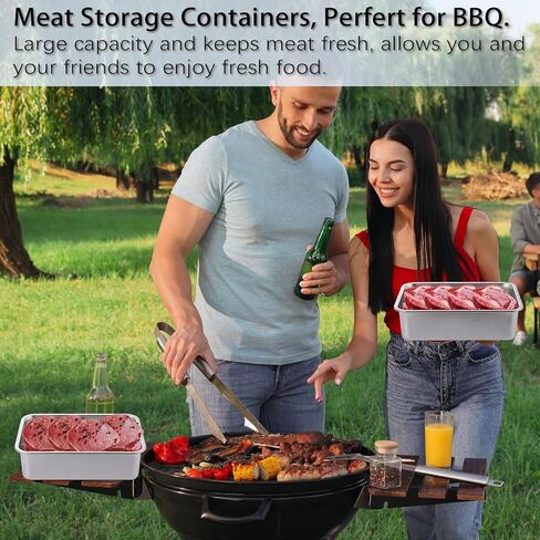 صندوق مقاومة عجين البيتزا من بي إس تي كيه، حاوية صندوق تخزين طعام مستطيلة من الفولاذ المقاوم للصدأ مع غطاء مانع للتسرب ومحكم الغلق، حاوية عجين بيتزا منزلية بسعة كبيرة 11.8 × 8.3 بوصة in Kuwait