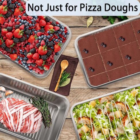 صندوق مقاومة عجين البيتزا من بي إس تي كيه، حاوية صندوق تخزين طعام مستطيلة من الفولاذ المقاوم للصدأ مع غطاء مانع للتسرب ومحكم الغلق، حاوية عجين بيتزا منزلية بسعة كبيرة 11.8 × 8.3 بوصة in Kuwait