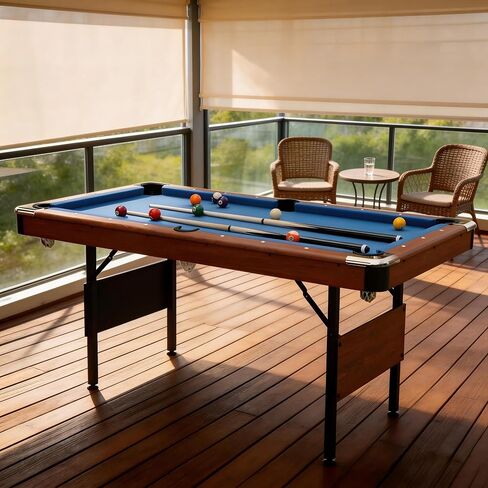طاولة بلياردو قابلة للطي بطول 5.3 قدم من كيكي، طاولة ألعاب بلياردو مدمجة مع ملحقات كاملة، تصميم موفر للمساحة للترفيه العائلي الداخلي in Kuwait