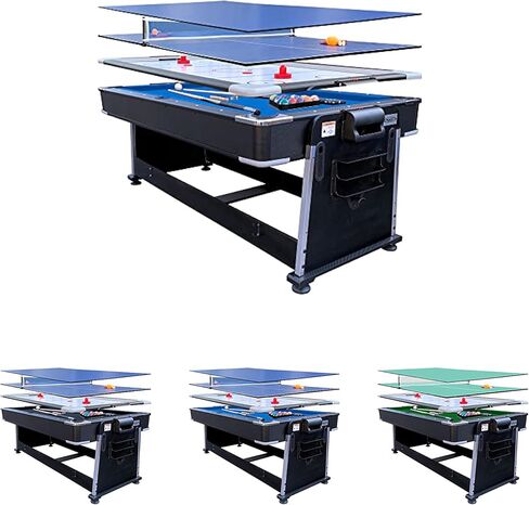 RACK Triad 7-Foot 3-in-1 Multi-Game Swivel Billiard/Pool Table – Pool, Table Tennis & Air Hockey Combo Game Table for Adults & Kids, Home Game Rooms in Kuwait