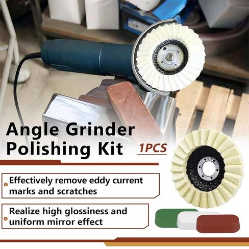 12PCS Angle Grinder Buffing Wheel Stainless Steel Polishing Set (9 Wool Felt Flap Polishing Disc & 3 Pcs Polishing Compound), 4 1/2 x 7/8 Inch Felt Flap Disc for Angle Grinder, Multi Sided Polishing in Saudi Arabia