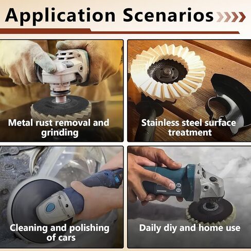 12PCS Angle Grinder Buffing Wheel Stainless Steel Polishing Set (9 Wool Felt Flap Polishing Disc & 3 Pcs Polishing Compound), 4 1/2 x 7/8 Inch Felt Flap Disc for Angle Grinder, Multi Sided Polishing in Saudi Arabia