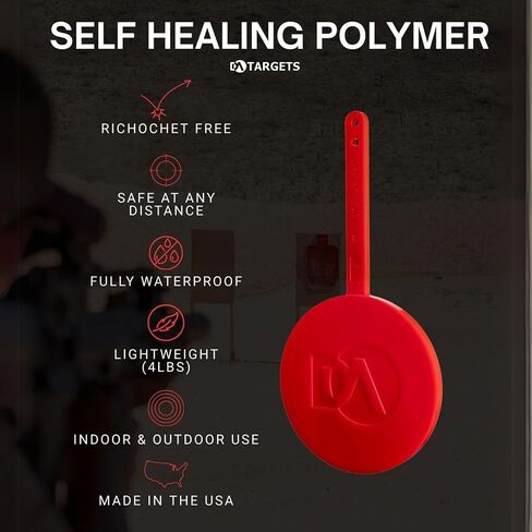 DA Targets 4-6" Round Hanging Shooting Target, Color Changing, Self-Healing, Ricochet Free, Reusable, Weatherproof, 100% Made in USA in Saudi Arabia