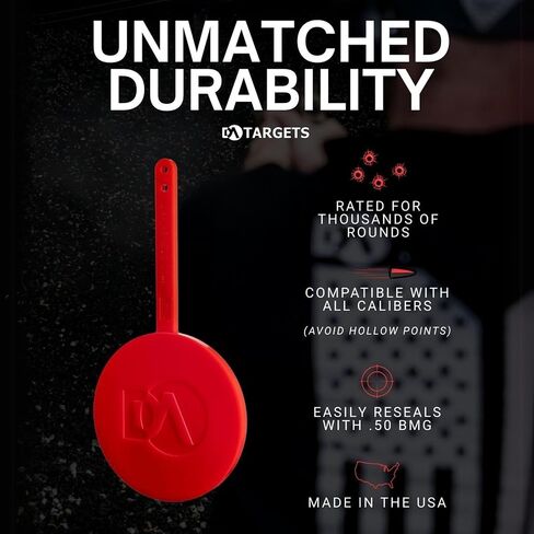 DA Targets 4-6" Round Hanging Shooting Target, Color Changing, Self-Healing, Ricochet Free, Reusable, Weatherproof, 100% Made in USA in Saudi Arabia