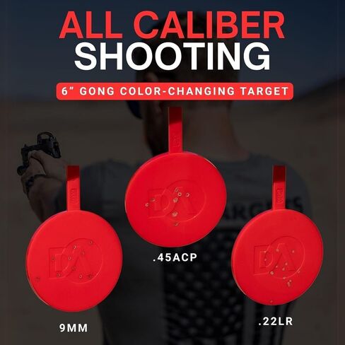 DA Targets 4-6" Round Hanging Shooting Target, Color Changing, Self-Healing, Ricochet Free, Reusable, Weatherproof, 100% Made in USA in Saudi Arabia