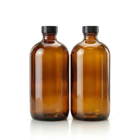 2pack 16oz amber Glass Bottles with Reusable Lids (2 Pack),Lab Bottles & Jars Reagent Bottles,Perfect Glass Containers for Secondary Fermentation,Storing condiment, Homemade Essential Oils (16 Ounce) in Kuwait