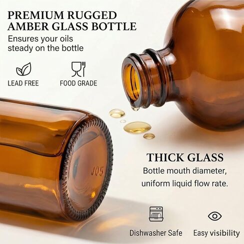 2pack 16oz amber Glass Bottles with Reusable Lids (2 Pack),Lab Bottles & Jars Reagent Bottles,Perfect Glass Containers for Secondary Fermentation,Storing condiment, Homemade Essential Oils (16 Ounce) in Kuwait
