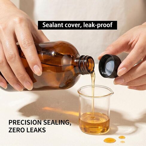 2pack 16oz amber Glass Bottles with Reusable Lids (2 Pack),Lab Bottles & Jars Reagent Bottles,Perfect Glass Containers for Secondary Fermentation,Storing condiment, Homemade Essential Oils (16 Ounce) in Kuwait