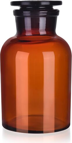 Lab Glass Reagent Bottle,Wide Mouth Glass Storage Bottle with Ground Stopper (Clear, 250, ml/min) in Kuwait