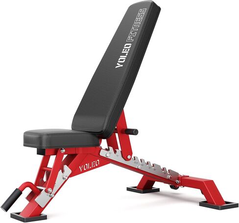 Yoleo Adjustable Weight Bench for Full Body Workout; Foldable Bench Press Bench of Home Gym Strength Training; Incline Decline Flat Utility Workout Bench with Quick Folding& Fast Adjustment (Black) in Kuwait